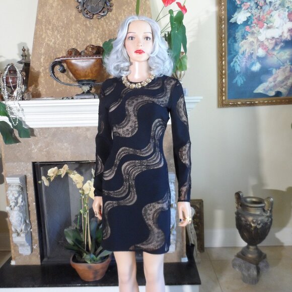 Stella McCartney Black Cocktail Dress w/Lace Inserts Detail Size S - Picture 1 of 16